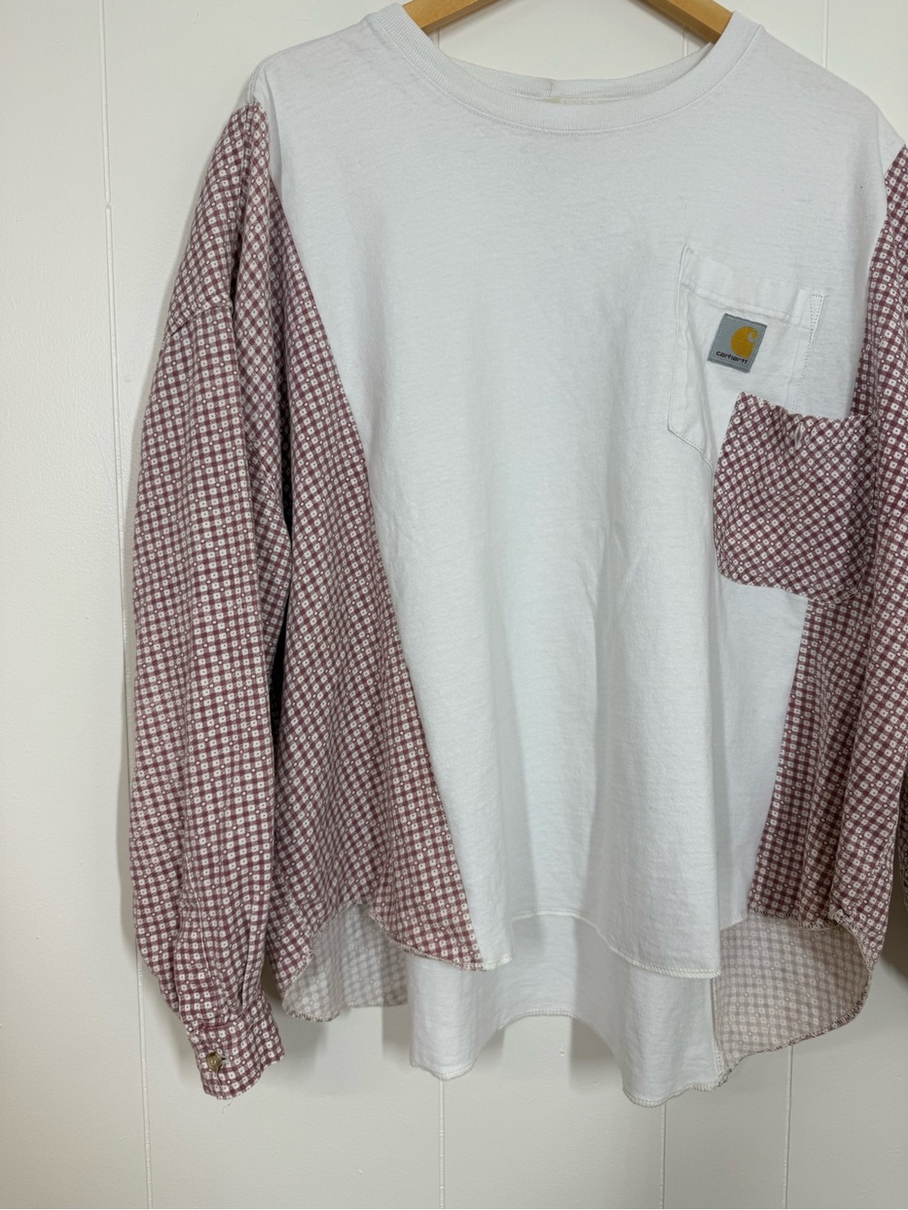 Remi Lyn & Co. Handmade Upcycled Split Carhartt & Flannel Long Sleeve Tee - Picture 6 of 14